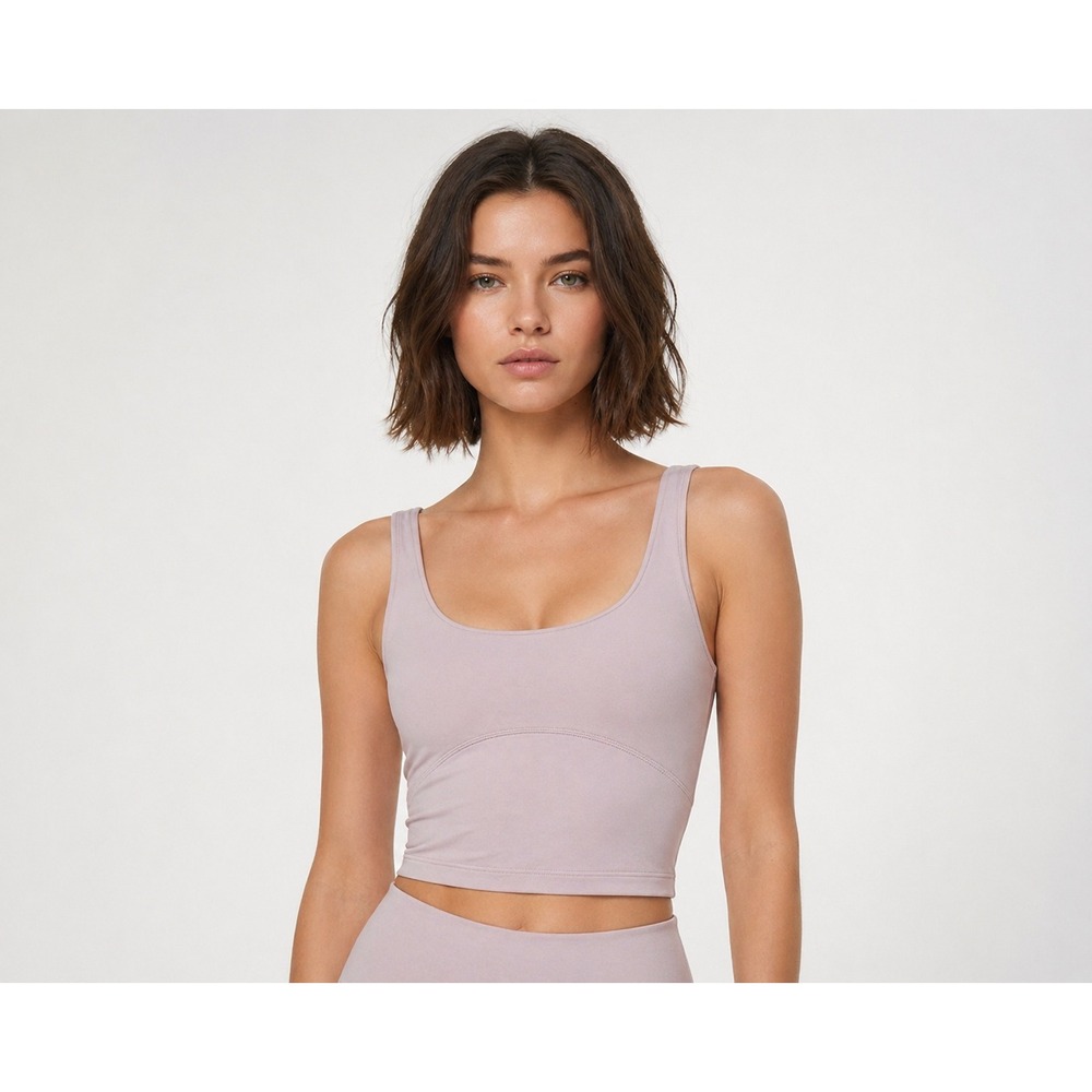 Aritzia TNA Butter Scoop Neck Sports‎ Tank Pink Beige Built In Bra S
